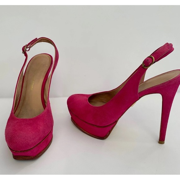 Pour La Victoire Shoes - Pour La Victoire Fuchsia Suede Slingback Heels